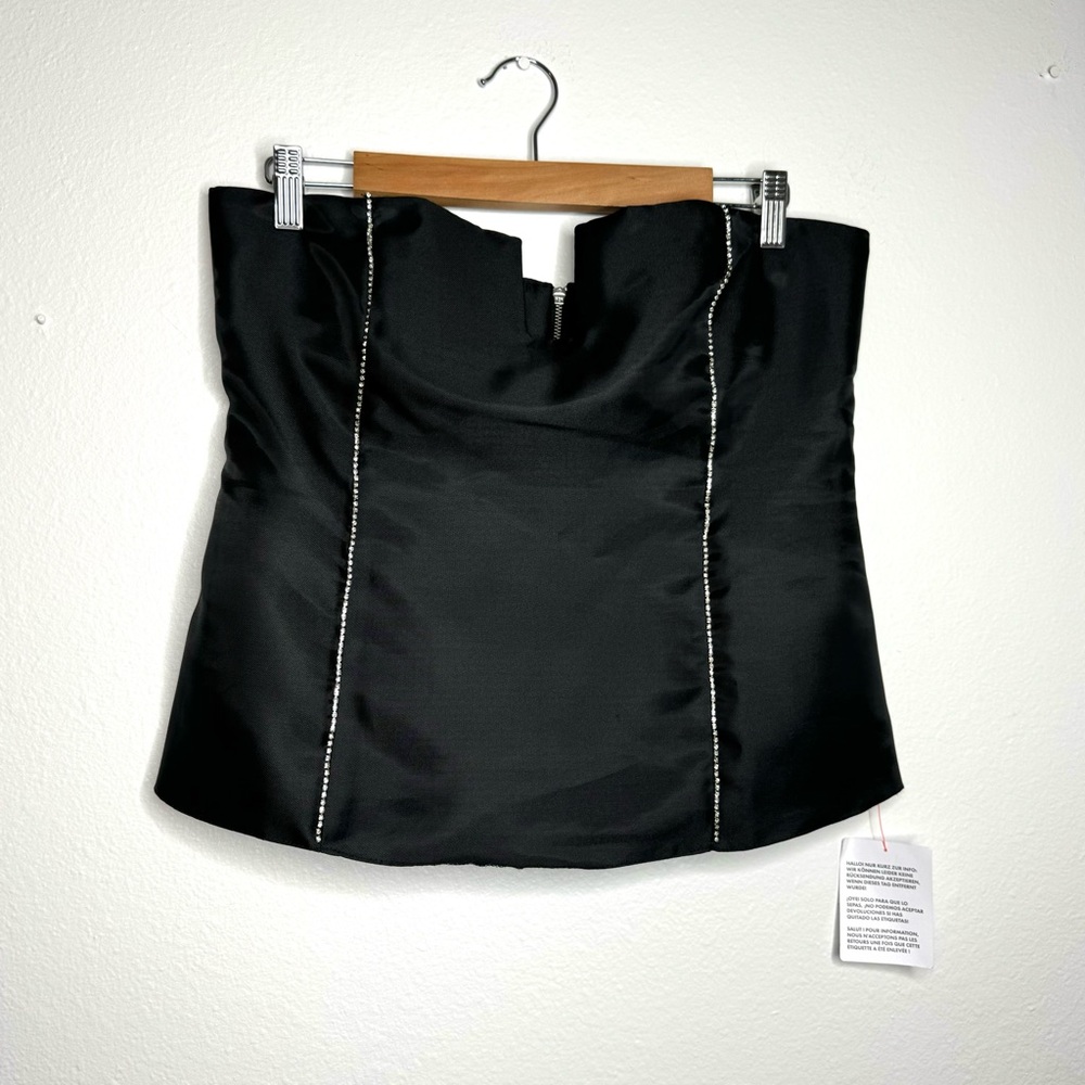 Asos Design Black Diamante Trim Longline Corset Top
